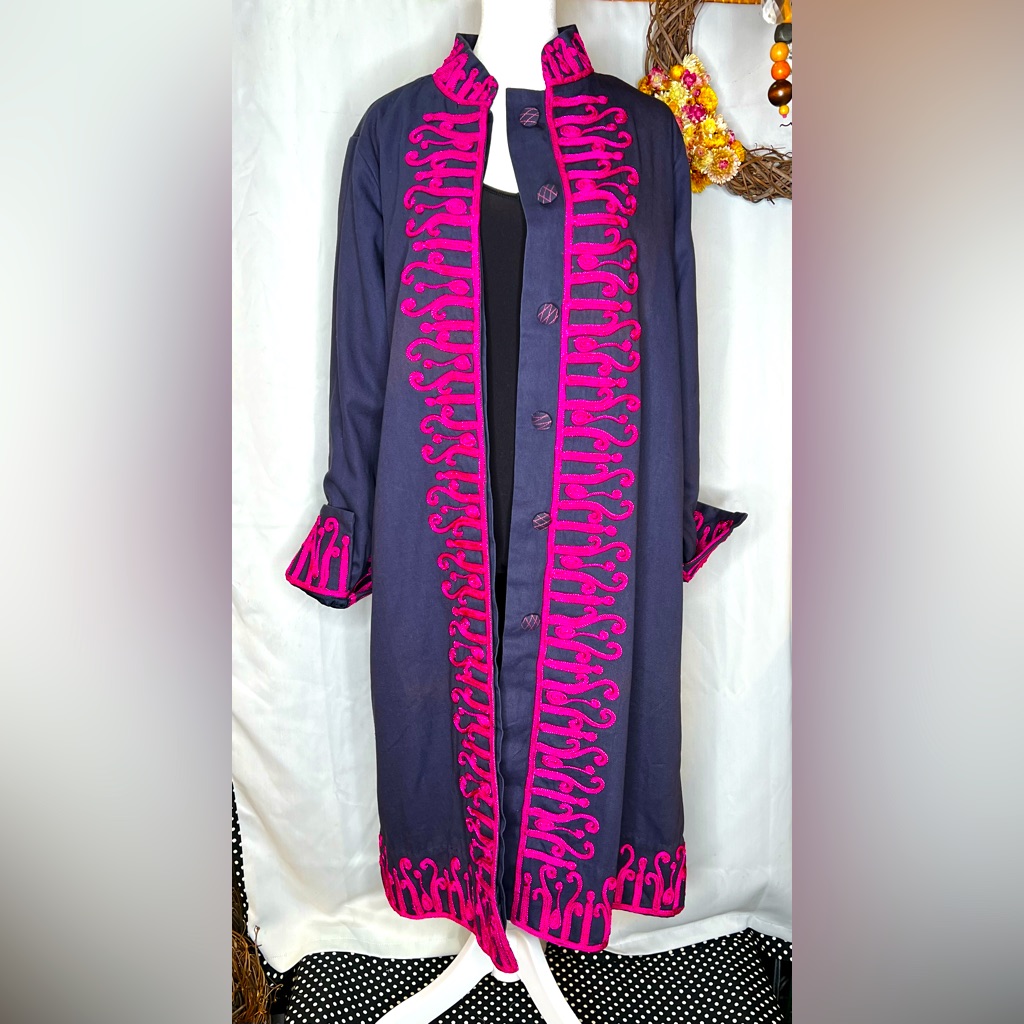 Gretchen Scott Designs Pashmina Embroidered Cord Moroccan Coat Medium